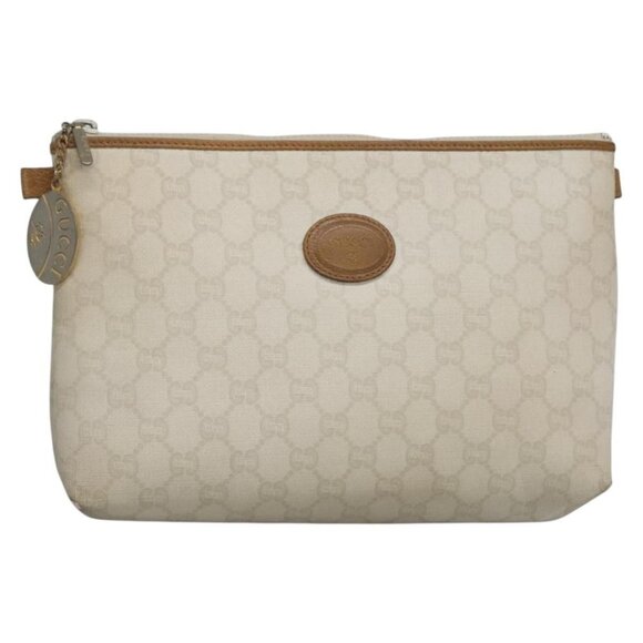 GUCCI GG Plus Supreme Clutch Bag PVC White Auth bs28632 - Picture 1 of 16